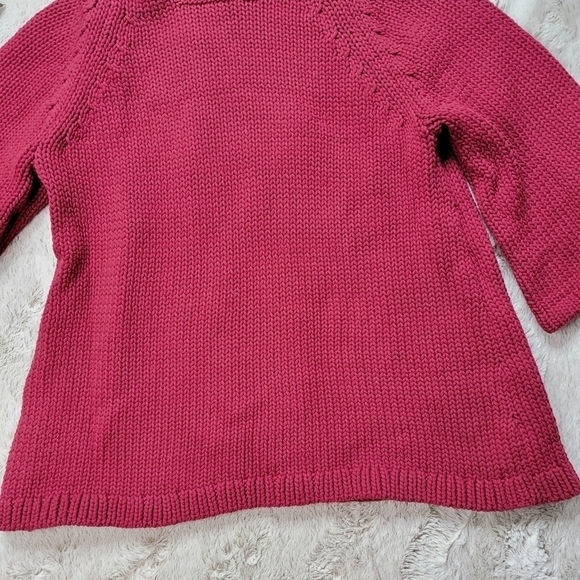 Ann Taylor Loft Fuchsia Pink Half Sleeve Chunky Knit Mock Neck Sweater Sz XS - Picture 4 of 13